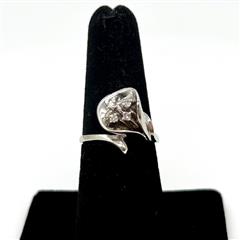 13k Vtg Style Calla Lily Arum Flower Blossom Diamond Ring Size 6.5